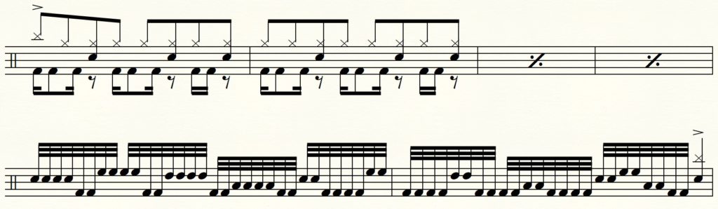 【ドラム】32分音符でツインペダルを使用する譜面