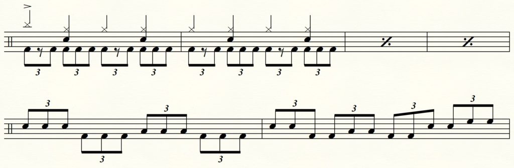 【ドラム】３連符でツインペダルを使用する譜面